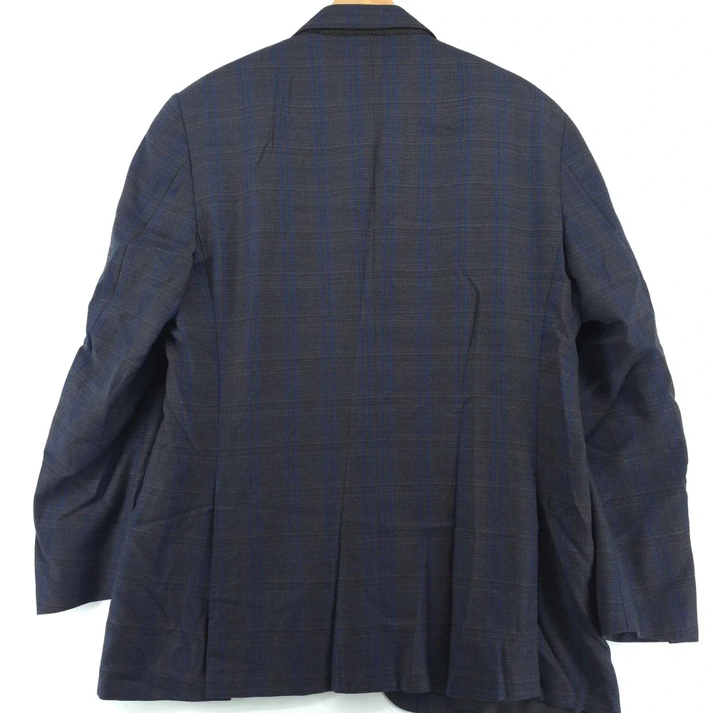 Canali 1934 Mens Wool Sport Coat Blazer 44R IT54 Charcoal Blue Windowpane Italy
